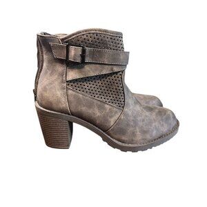 Leather Heeled Boot 10 Brown Boho Western Hippie Cowgirl Concert Country Chic